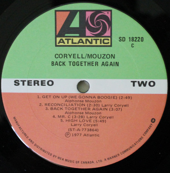 CORYELL MOUZON Back Together Again Atlantic LP (Canada) SD 18220 VG+/VG+