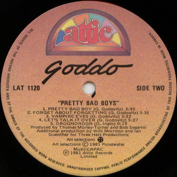 GODDO Pretty Bad Boys Attic Records (Canada) LAT1120 Still Sealed M/M