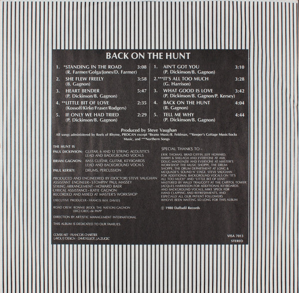 THE HUNT Back On The Hunt Visa Records VISA7013 M/M Still Sealed Smashing Copy!