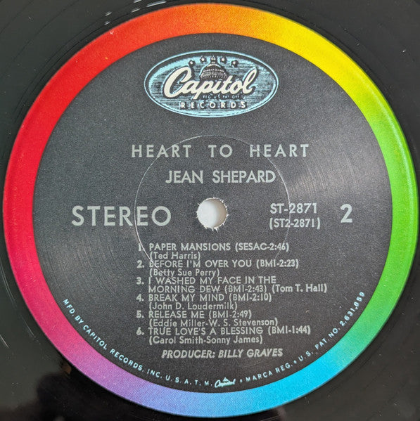 JEAN SHEPARD Heart To Heart Capitol Records ST 2871 VG+/VG+