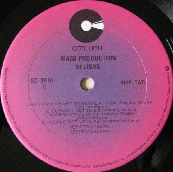 MASS PRODUCTION Believe Cotillion Records (US) SD 9918 VG+/VG+