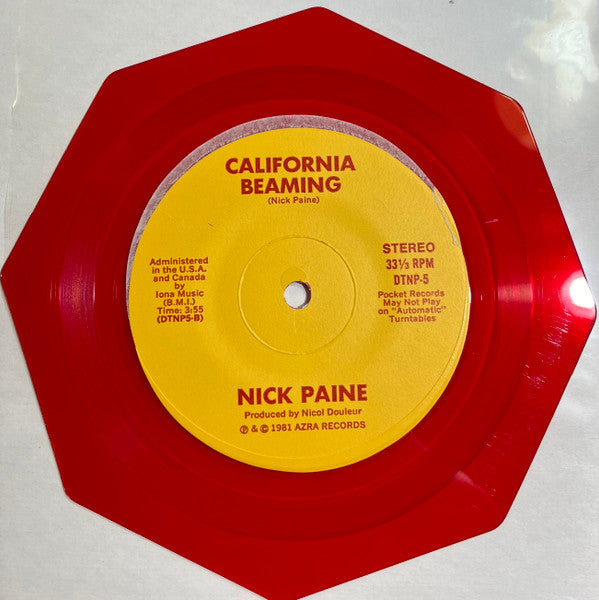 NICK PAINE (Ex Centaurus) Solid State Azra Shaped 7" (Red Wax) DTNP5 C/w California Beaming M-