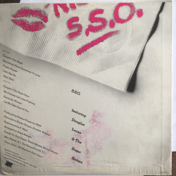 THE S.S.O. Orchestra Featuring Douglas Lucas & The Sugar Sisters Tonight's The Night LP SB 33001