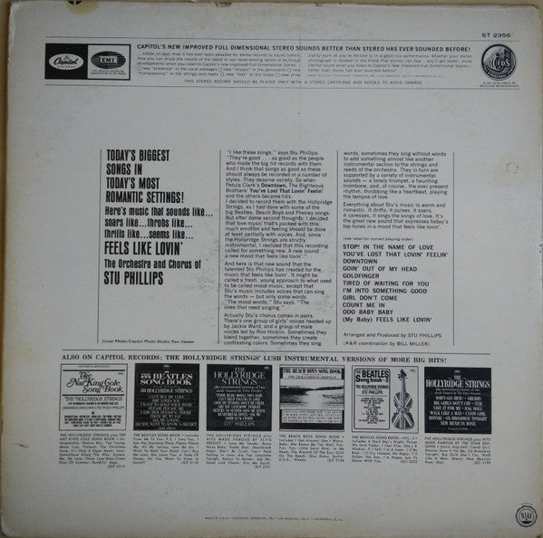 STU PHILLIPS ORCHESTRA & CHORUS Feels Like Lovin' Capitol LP T2356 (Canadian) VG+/VG+ Still In Shrink