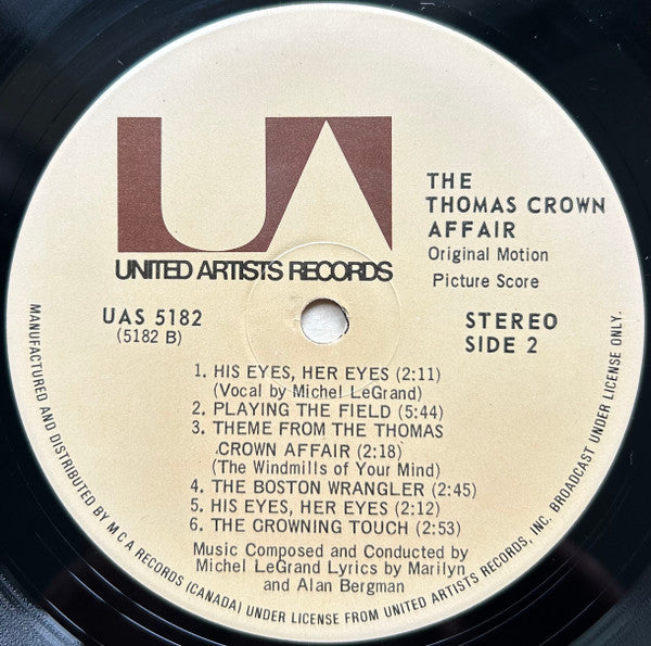 Michel Legrand The Thomas Crown Affair UA (USA) LP UAS5182 VG+/VG+