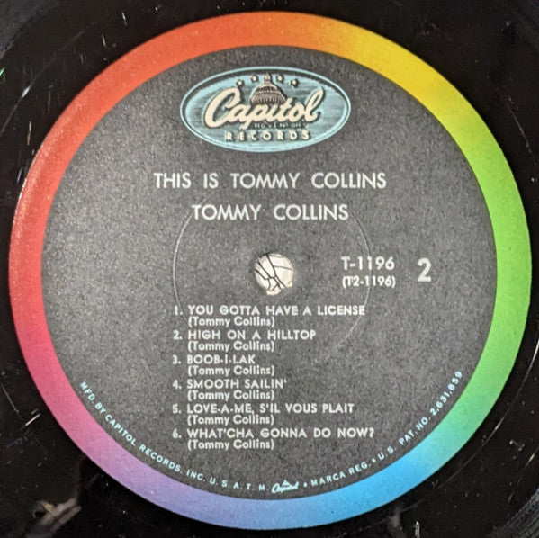TOMMY COLLINS This Is Tommy Collins Capitol Records Mono LP (US) T-1196 VG+/VG+