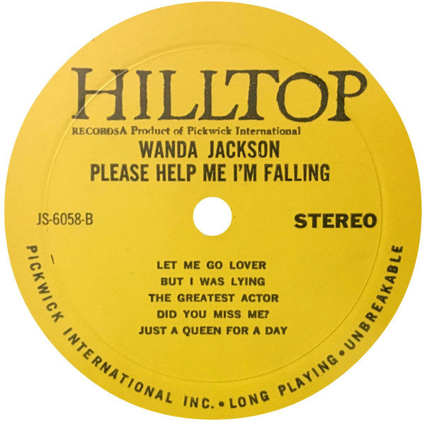 WANDA JACKSON Please Help Me I'm Falling Hilltop Records (US) JS-6058 M-/VG+
