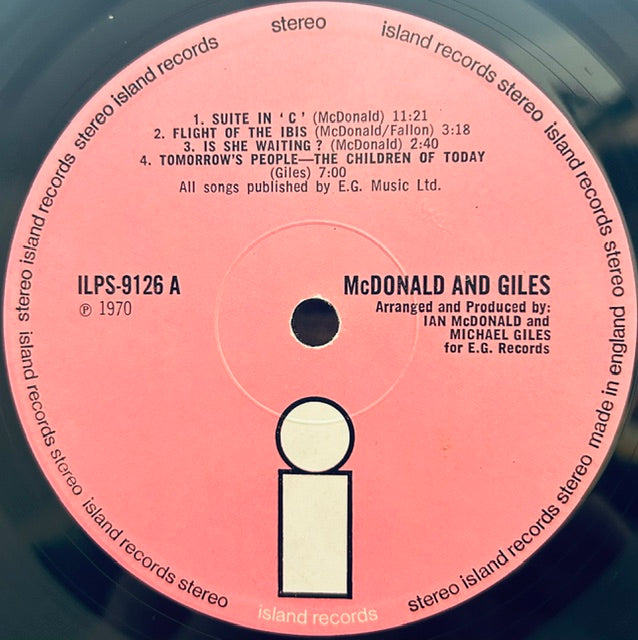 McDONALD AND GILES S/T (McDonald And Giles) Island LP ILPS9126 G/f VG+/VG