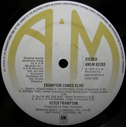 PETER FRAMPTON Frampton Comes Alive! A&M Records Dbl LP AMLM 63703 M-/VG+