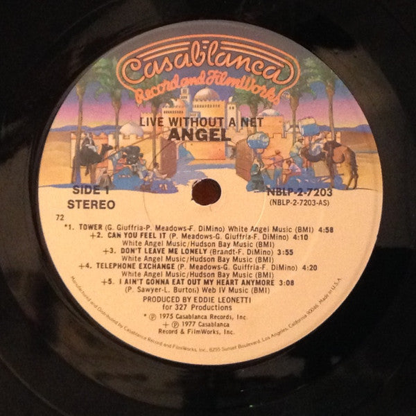 ANGEL Live Without A Net Casablanca Records Dbl Live LP NBLP-2-7203 VG+/VG Some Minor Storage Wear
