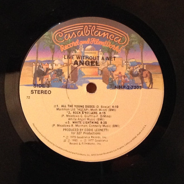 ANGEL Live Without A Net Casablanca Records Dbl Live LP NBLP-2-7203 VG+/VG Some Minor Storage Wear