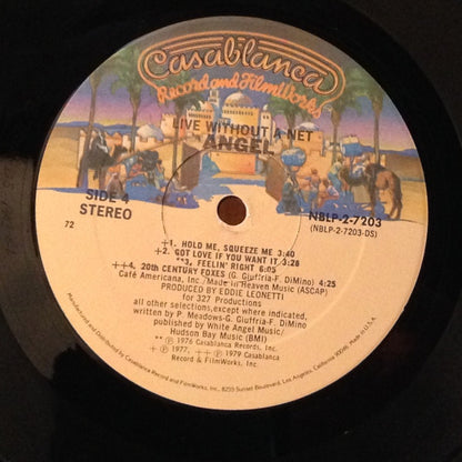 ANGEL Live Without A Net Casablanca Records Dbl Live LP NBLP-2-7203 VG+/VG Some Minor Storage Wear