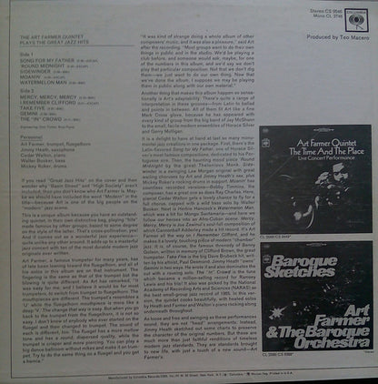ART FARMER QUINTET Plays The Great Jazz Hits Columbia 360 Label LP CL2746 M-/VG+