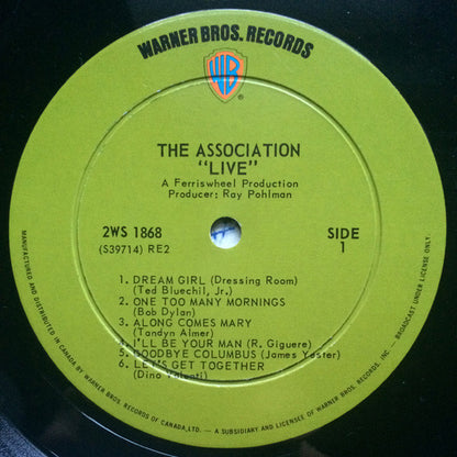 THE ASSOCIATION Live Warner Brothers Dbl LP (Canada) 2WS1868 VG+/VG G/f Sleeve