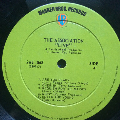 THE ASSOCIATION Live Warner Brothers Dbl LP (Canada) 2WS1868 VG+/VG G/f Sleeve