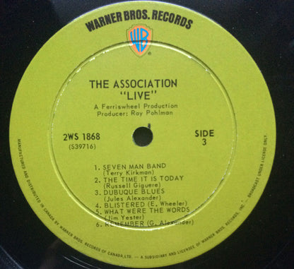 THE ASSOCIATION Live Warner Brothers Dbl LP (Canada) 2WS1868 VG+/VG G/f Sleeve