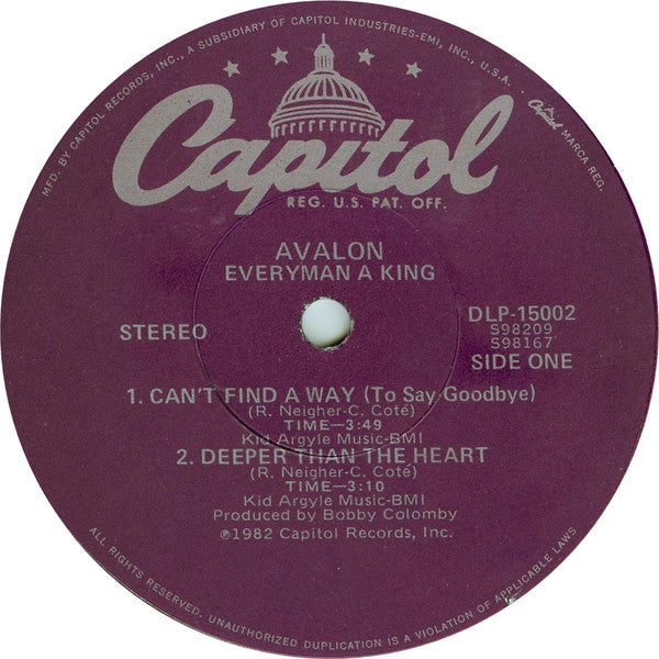 AVALON Every Man A King Capitol Mini LP DLP-15002 M/M Still Sealed