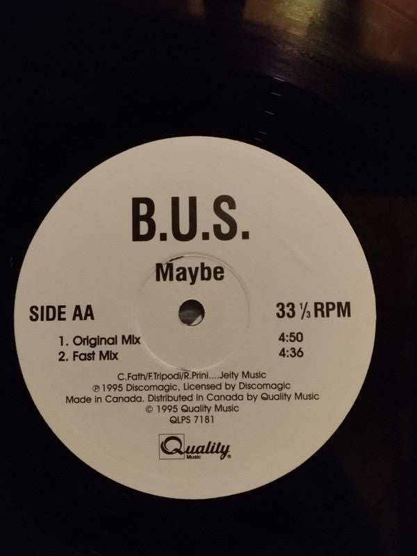 B.U.S. Maybe Quality Music 12" QLPS 7181 Die Cut Sleeve M-