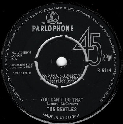 THE BEATLES Can't Buy Me Love Parlophone Mono 7" R 5114 M- Record Co Sleeve Lovely Copy!
