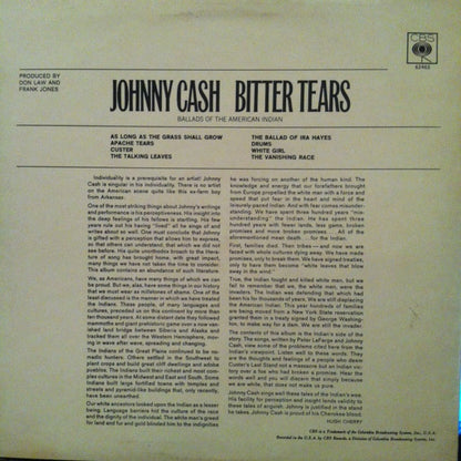 JOHNNY CASH Bitter Tears Ballads Of The American Indian CBS LP SBPG 62463 M-/VG+