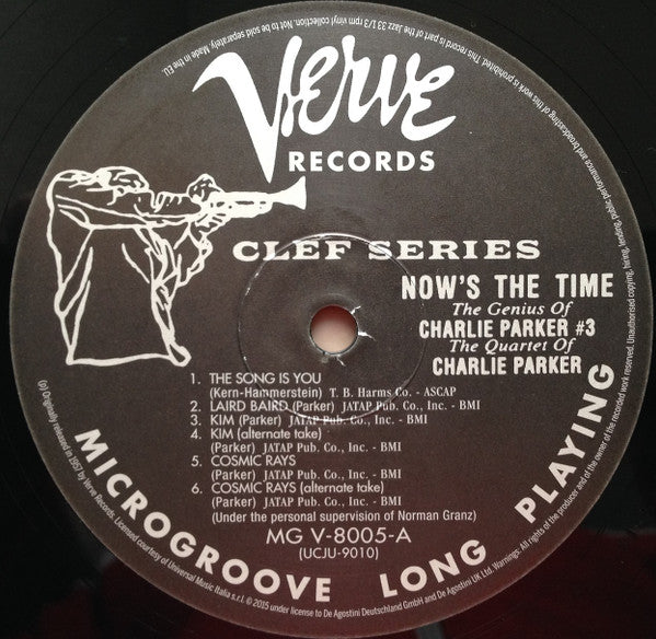 THE QUARTET OF CHARLIE PARKER Now's The Time Verve Records 180g Repress MGV-8005 Brand New & Sealed
