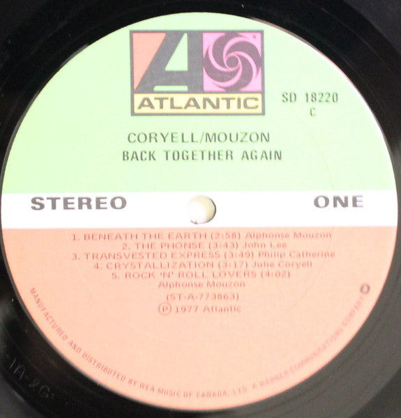 CORYELL MOUZON Back Together Again Atlantic LP (Canada) SD 18220 VG+/VG+
