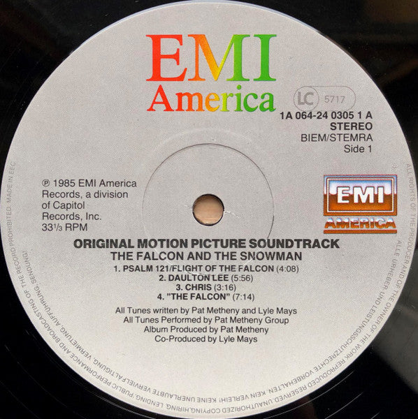 PAT METHENY GROUP The Falcon & The Snowman OST EMI America 1A 064-24 0305 1 M-/VG+