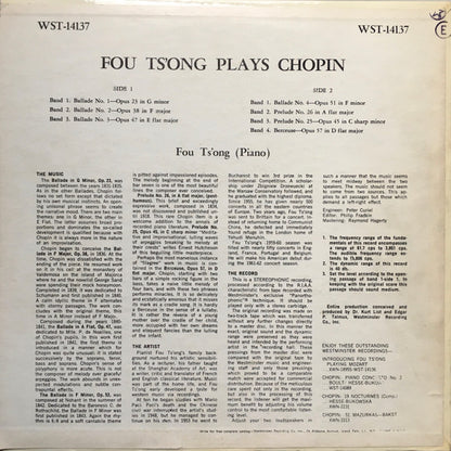 FOU TS'ONG Plays Chopin 4 Ballades 2 Preludes Westminster Records WST-14137 (1961) VG+/VG