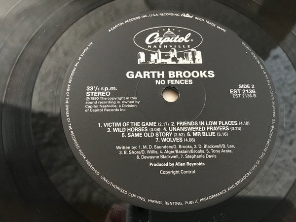 GARTH BROOKS No Fences Capital Records Nashville LP EST 2136 Super Rare! M-/VG+