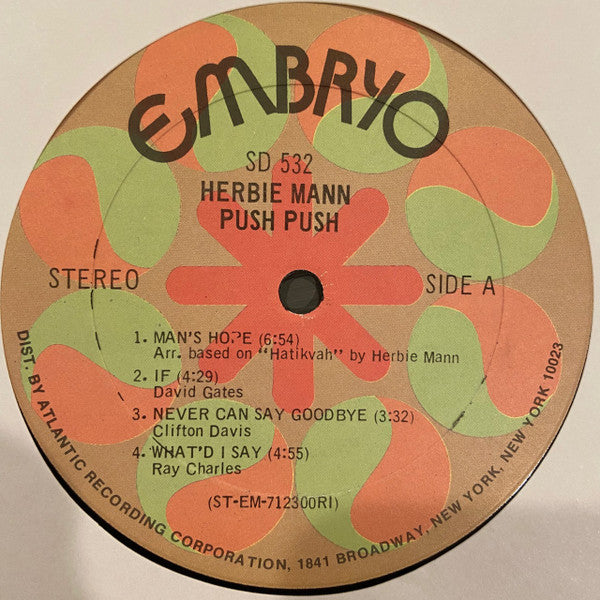 HERBIE MANN Push Push Embryo Records SD 532 VG/VG