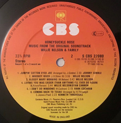 WILLIE NELSON & FAMILY Honeysuckle Rose OST LP CBS 22080 M-/VG+ Looks Un-Played