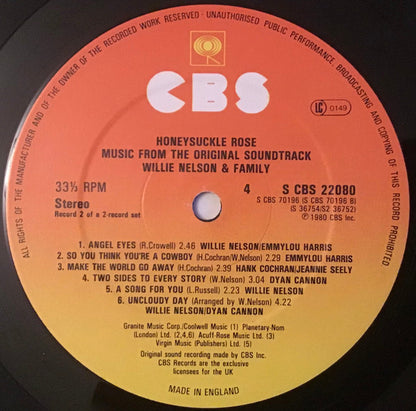 WILLIE NELSON & FAMILY Honeysuckle Rose OST LP CBS 22080 M-/VG+ Looks Un-Played
