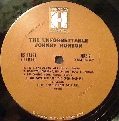 JOHNNY HORTON The Unforgettable Johnny Horton Harmony LP HS 11291 M-/VG+ Still In Shrink