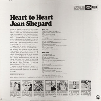 JEAN SHEPARD Heart To Heart Capitol Records ST 2871 VG+/VG+