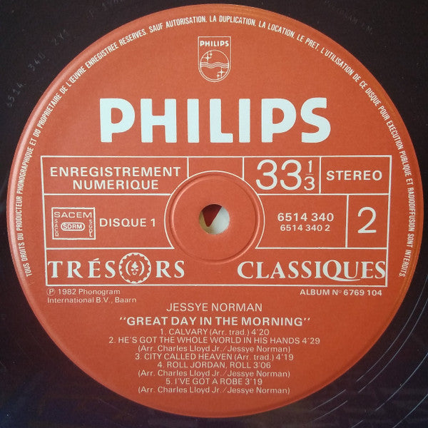 JESSYE NORMAN Great Day In The Morning Philips Records 6769 104 M-/VG+