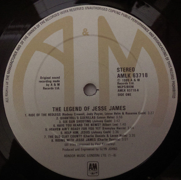 VARIOUS The Legend Of Jesse James A&M LP AMLK 63718 M/M- Staggering Copy!