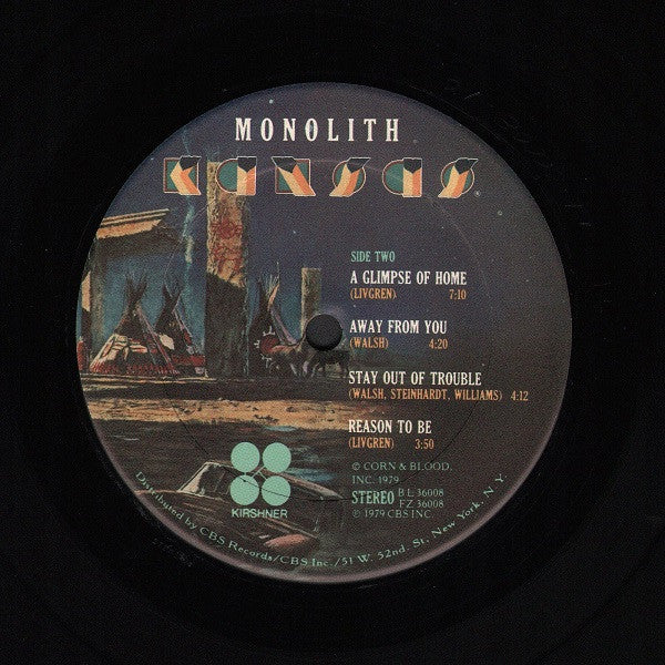 KANSAS Monolith Kirshner ‎LP FZ36008 Terre Haute Pressing Gatefold M-/VG+