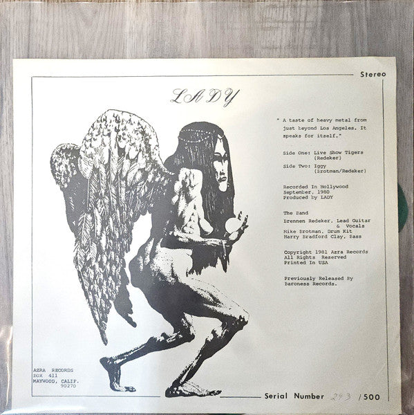 LADY Live Show Tiger Azra Records Green Transparent Shaped 7" (No Number) M-/VG+