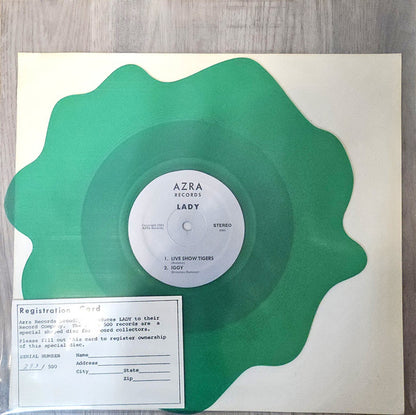 LADY Live Show Tiger Azra Records Green Transparent Shaped 7" (No Number) M-/VG+
