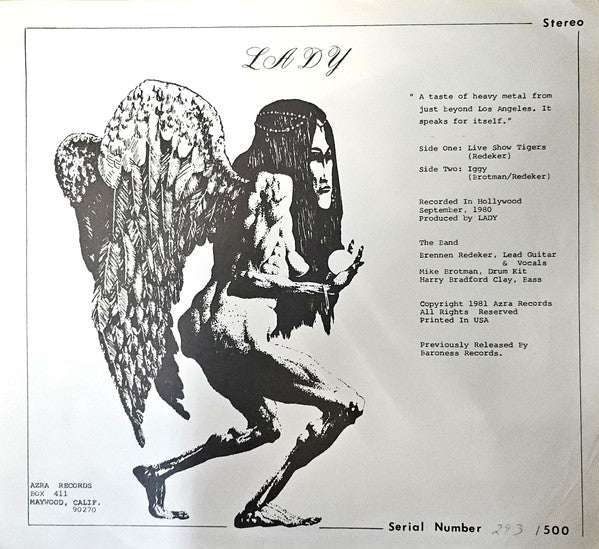 LADY Live Show Tiger Azra Records Green Transparent Shaped 7" (No Number) M-/VG+
