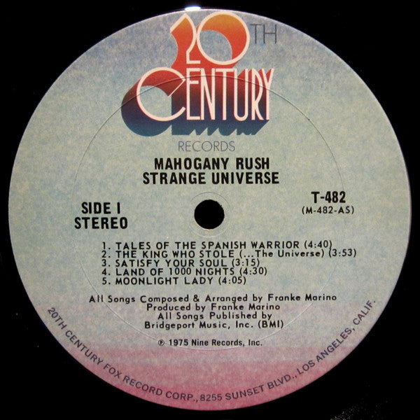 MAHOGANY RUSH Strange Universe 20th Century Records T-482 VG+/VG G/f Sleeve