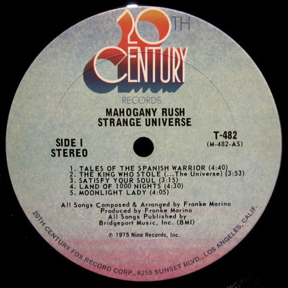 MAHOGANY RUSH Strange Universe 20th Century Records T-482 VG+/VG G/f Sleeve