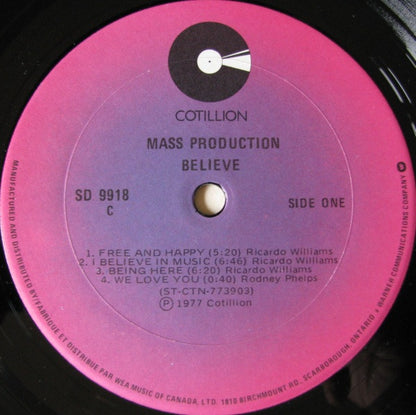 MASS PRODUCTION Believe Cotillion Records (US) SD 9918 VG+/VG+