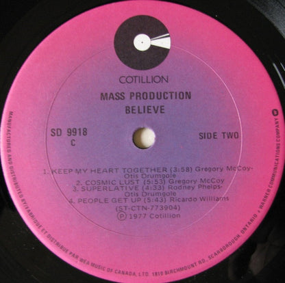 MASS PRODUCTION Believe Cotillion Records (US) SD 9918 VG+/VG+
