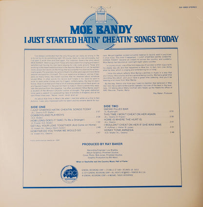 MOE BANDY I Just Started Hatin' Cheatin' Songs Today GRC Records LP GA 10005 M-/VG+