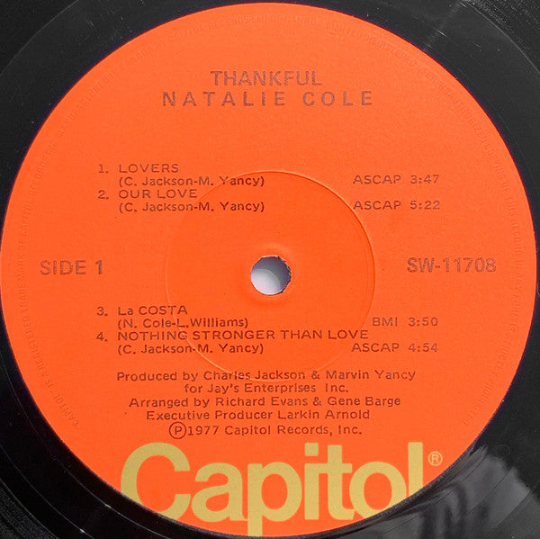 NATALIE COLE Thankful Capital Records SW-11708 (Canada) M-/VG+