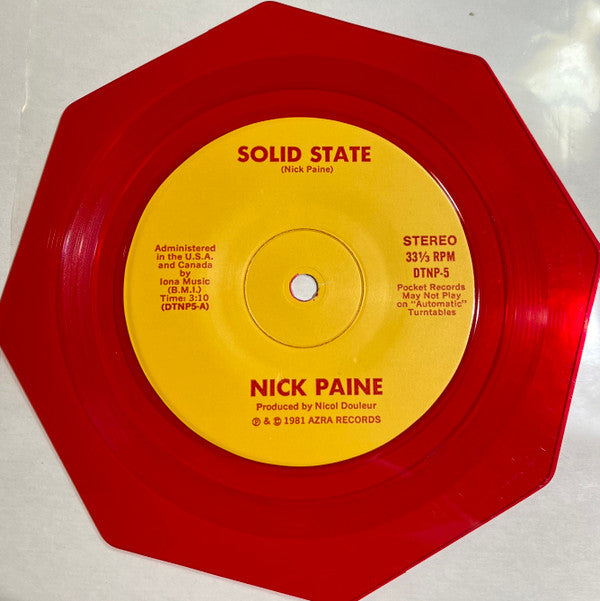 NICK PAINE (Ex Centaurus) Solid State Azra Shaped 7" (Red Wax) DTNP5 C/w California Beaming M-