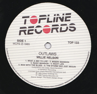 WILLIE NELSON DAVID ALLAN COE Outlaws Topline Records LP TOP 133 M-/VG+