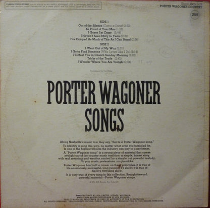 PORTER WAGONER Porter Wagoner Country RCA Camden (Australia) OCS-2478 M-/VG Small Sticker On Sleeve