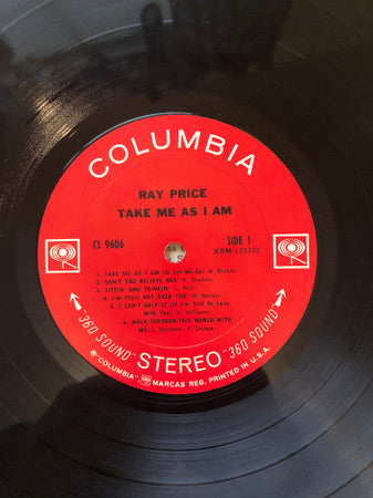 RAY PRICE Take Me As I Am Columbia LP (US) CS 9606 M-/VG Some Shelf Wear